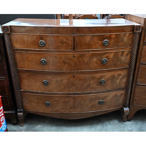 117 - A 19th century mahogany six-front chest of two short over three long graduated drawers on splayed br... 
