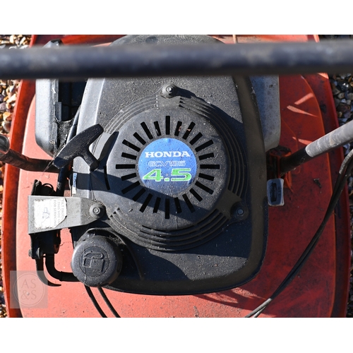 13 - A Hyundai petrol brush cutter c/with straps to/with a Honda 4.5 HP petrol hover mower and a Ryobi On... 