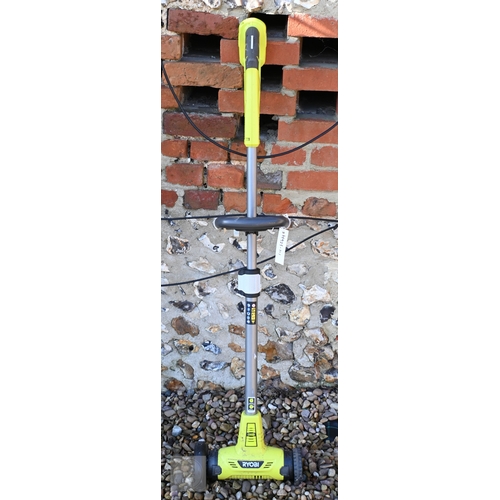 13 - A Hyundai petrol brush cutter c/with straps to/with a Honda 4.5 HP petrol hover mower and a Ryobi On... 