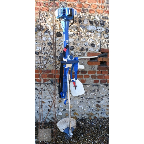 13 - A Hyundai petrol brush cutter c/with straps to/with a Honda 4.5 HP petrol hover mower and a Ryobi On... 