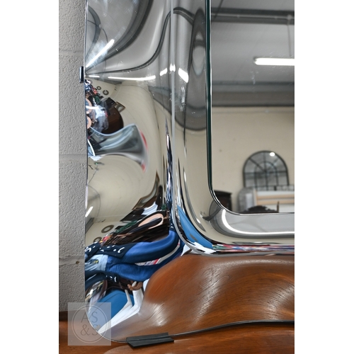 147 - A large contemporary Italian 'Fiam' wavy edge mirror, 200 x 106 cm