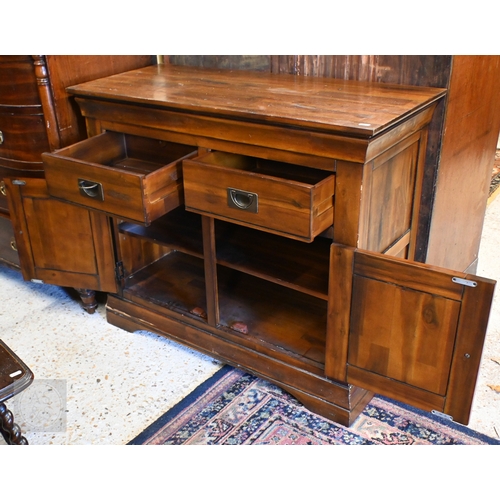 210 - J B Global - A modern stained hardwood side cabinet with two drawers over panelled cupboards, 98 x 4... 