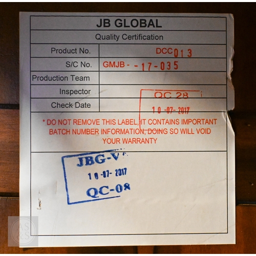 210 - J B Global - A modern stained hardwood side cabinet with two drawers over panelled cupboards, 98 x 4... 