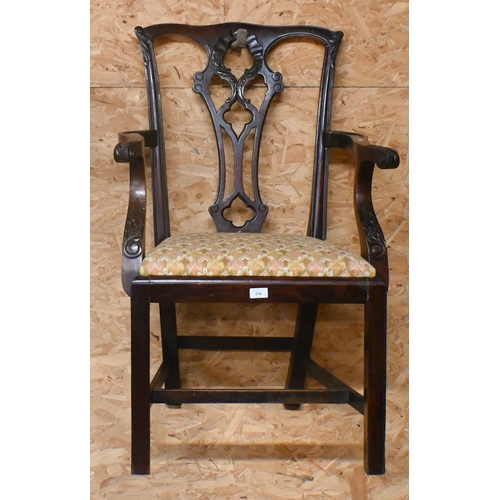 268 - # A Chippendale style carved mahogany elbow/carver chair