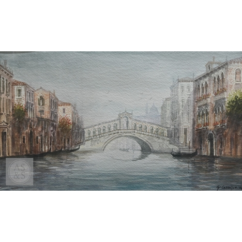 338 - Six various pictures - two Venetian watercolour views; E S Wimperis - two of Bosham, watercolour; an... 