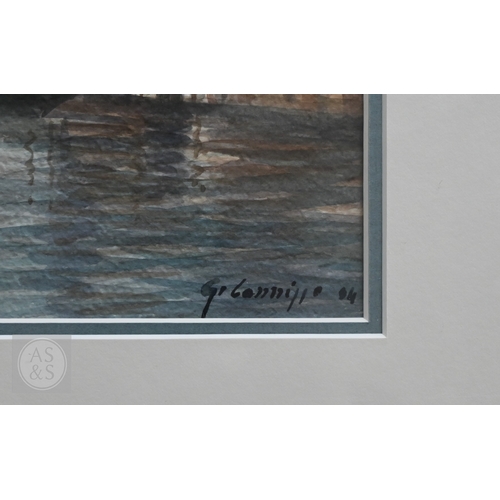 338 - Six various pictures - two Venetian watercolour views; E S Wimperis - two of Bosham, watercolour; an... 