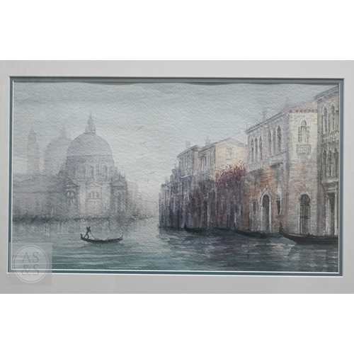 338 - Six various pictures - two Venetian watercolour views; E S Wimperis - two of Bosham, watercolour; an... 