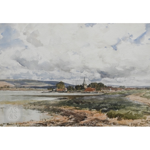 338 - Six various pictures - two Venetian watercolour views; E S Wimperis - two of Bosham, watercolour; an... 