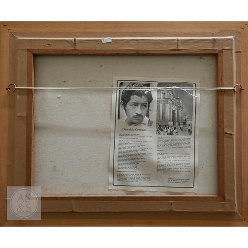 352 - Cosa - Girl walking a dog, oil on canvas, signed and dated 2014, 43 x 63 cm to/w Cerado - A Guatemal... 