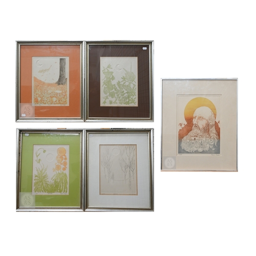 355 - Kevin Dyer - Four seasons, ltd ed prints, 29 x 21 cm to/w another (5)