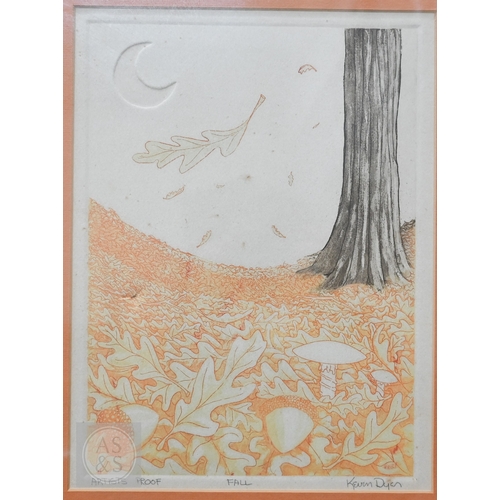 355 - Kevin Dyer - Four seasons, ltd ed prints, 29 x 21 cm to/w another (5)