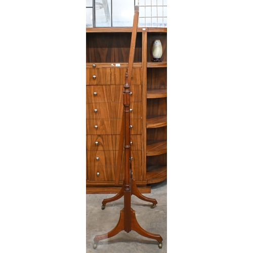 379 - A Victorian style mahogany framed cheval mirror, 56 cm wide x 165 cm high