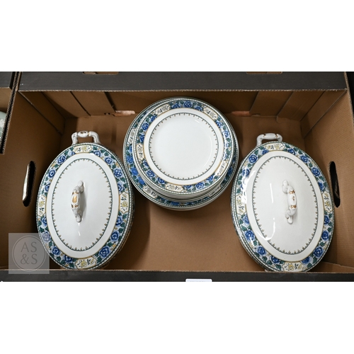 427 - A Royal Doulton pottery dinner service, fifty two pieces including covers (2 boxes)