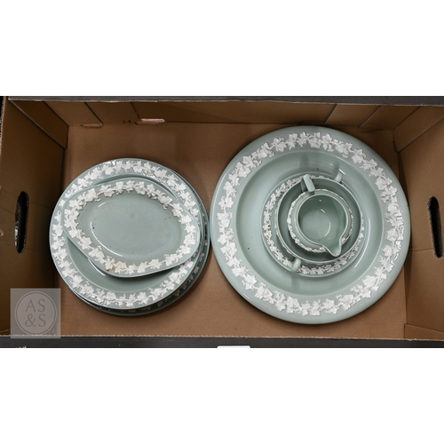 428 - A selection of Wedgwood Queen's Ware tableware, to/w various French red-glazed coffee ware, includin... 