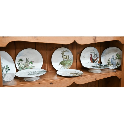 436 - Chinese export tea caddy, to/w a Victorian Pinder Bourne & Co fruit service, printed with wildli... 