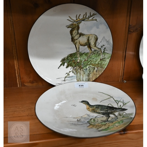 436 - Chinese export tea caddy, to/w a Victorian Pinder Bourne & Co fruit service, printed with wildli... 