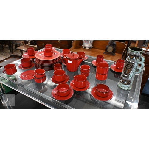 444 - A Villeroy & Bosch (Luxembourg) 'Granada' red-glazed dinner/tea/coffee service