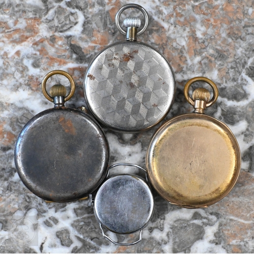 459 - Five gilt metal pocket watches with top-wind movements, to/w three other pocket watches and a wristw... 