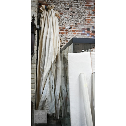 49 - Country house interlined curtains with matching pelmets and blinds for repurposing, as removed, size... 