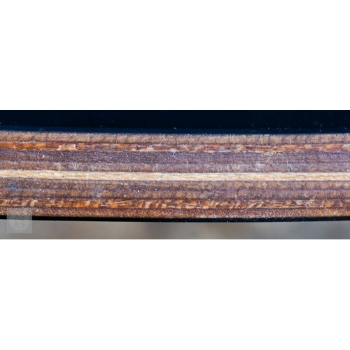 9 - A set of ten black faced laminated plywood stacking chairs, with chrome legs (10)