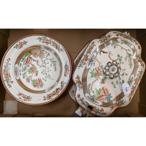 451 - # A Victorian Copeland late Spode pottery 'Indian Tree' soup tureen and cover on stand, to/w twelve ... 