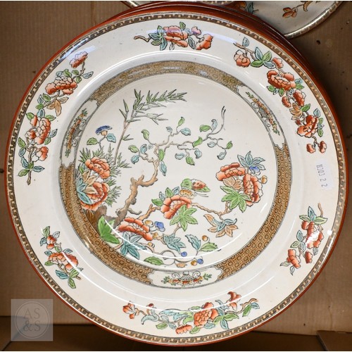 451 - # A Victorian Copeland late Spode pottery 'Indian Tree' soup tureen and cover on stand, to/w twelve ... 