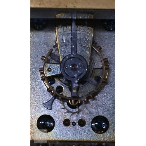 510 - An antique brass carriage clock with repeating movement striking on two bells with alarm function, 1... 