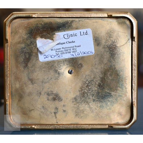 510 - An antique brass carriage clock with repeating movement striking on two bells with alarm function, 1... 