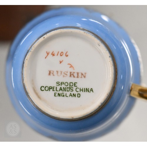 435 - A cased set of six Limoges coffee cans and saucers with silver overlays and a cased set of six Copel... 