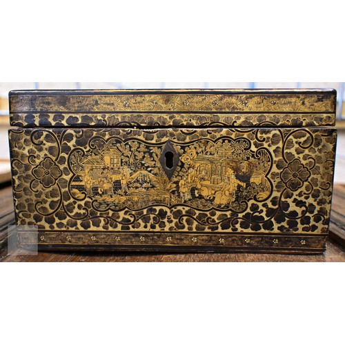 436 - Chinese export tea caddy, to/w a Victorian Pinder Bourne & Co fruit service, printed with wildli... 