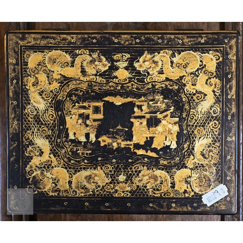 436 - Chinese export tea caddy, to/w a Victorian Pinder Bourne & Co fruit service, printed with wildli... 