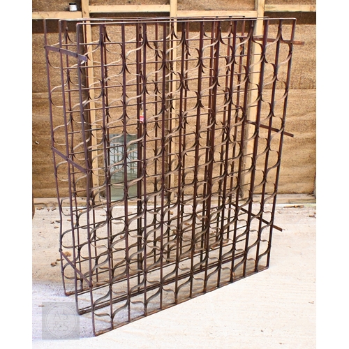 47 - A large steel wine rack, 120 x 149 x 41 cm to/w a black painted wine rack for 72 bottles (2)