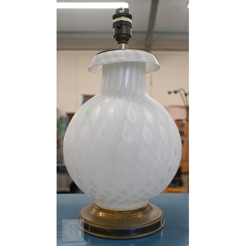 534 - A studio glass lamp, 28 cm high, to/w a pair of novelty folding double doors, decorated with tooled ... 