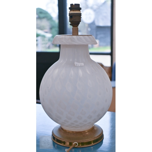 534 - A studio glass lamp, 28 cm high, to/w a pair of novelty folding double doors, decorated with tooled ... 