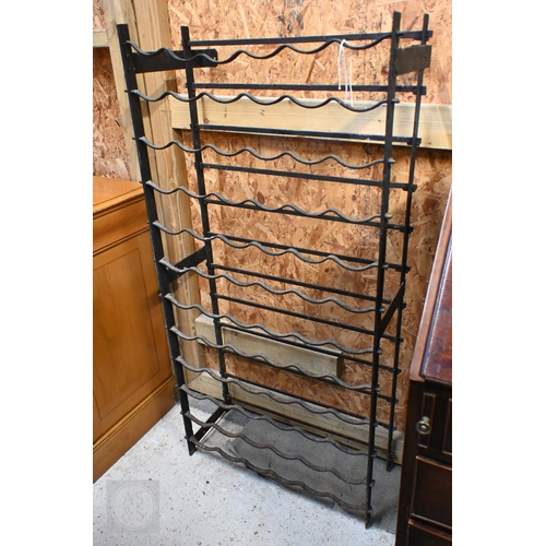 47 - A large steel wine rack, 120 x 149 x 41 cm to/w a black painted wine rack for 72 bottles (2)