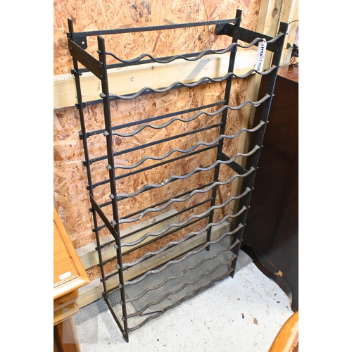 47 - A large steel wine rack, 120 x 149 x 41 cm to/w a black painted wine rack for 72 bottles (2)