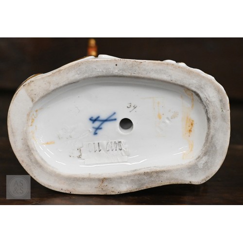 436 - A pair of late 19th/early 20th century Meissen groups of classically-draped gambolling putti, allego... 