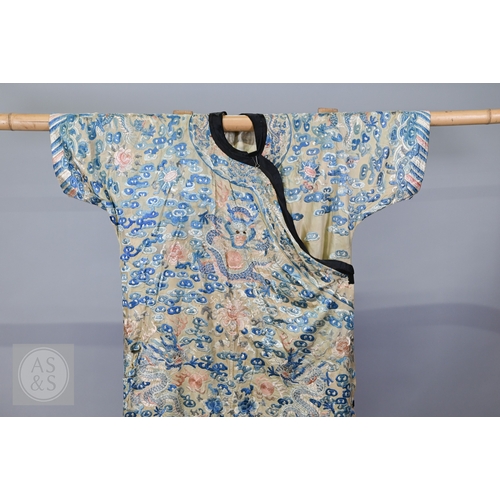 A 19th century Chinese nine-dragon court robe, jifu pao, finely worked ...