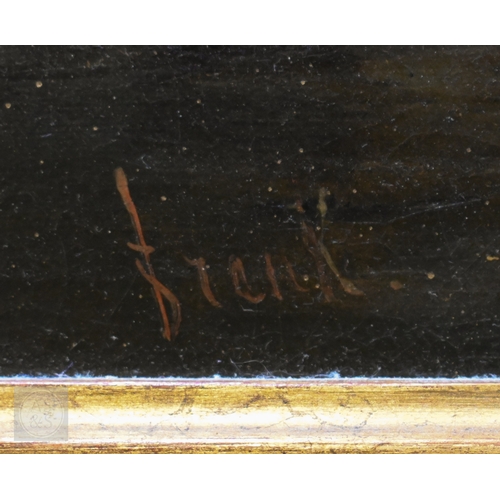 518 - Breanski? - Fisher folk folding sails, oil on canvas, signed lower left, 57 x 71 cm