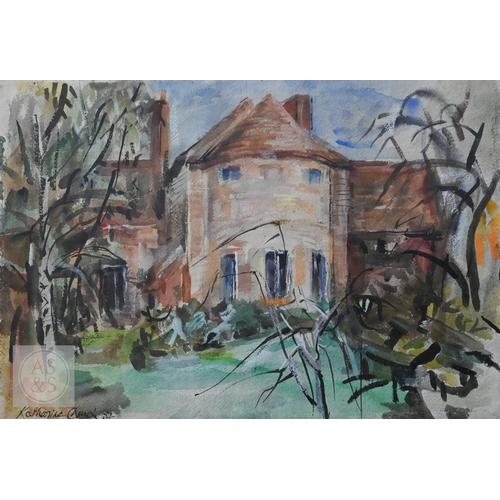 535 - Katharine Church (British, 1910-1999) - Oast house landscape, watercolour, signed and dated 1984, 37... 