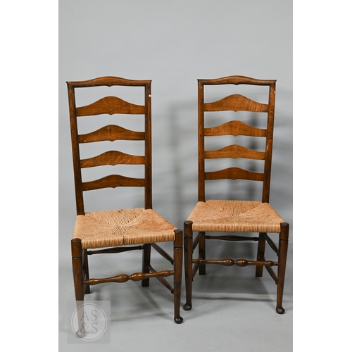 683 - Steven W Thorne, Hampshire, a bespoke set of eight 18th century style Lancashire wavy ladderback din... 