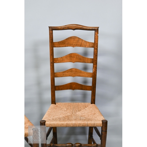 683 - Steven W Thorne, Hampshire, a bespoke set of eight 18th century style Lancashire wavy ladderback din... 