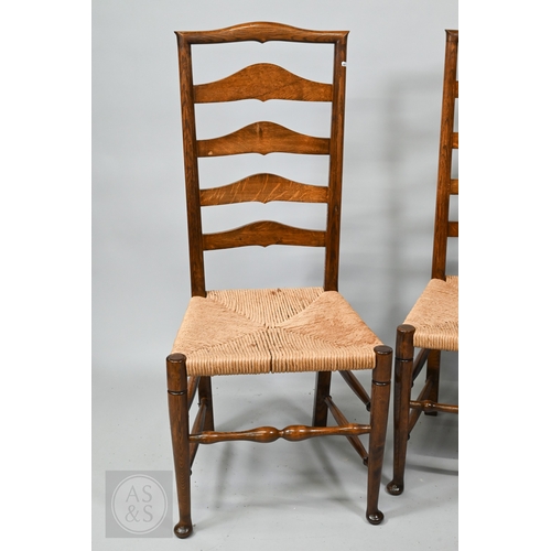 683 - Steven W Thorne, Hampshire, a bespoke set of eight 18th century style Lancashire wavy ladderback din... 