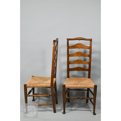 683 - Steven W Thorne, Hampshire, a bespoke set of eight 18th century style Lancashire wavy ladderback din... 