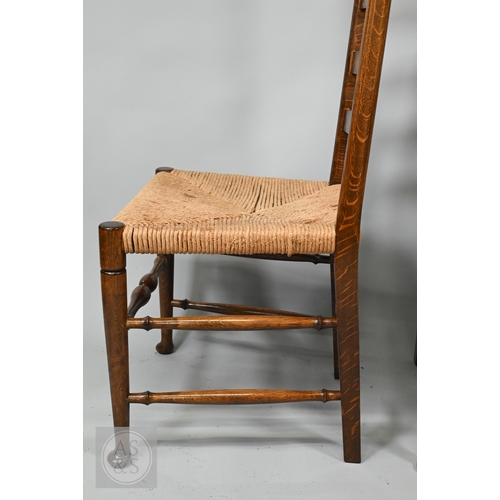 683 - Steven W Thorne, Hampshire, a bespoke set of eight 18th century style Lancashire wavy ladderback din... 