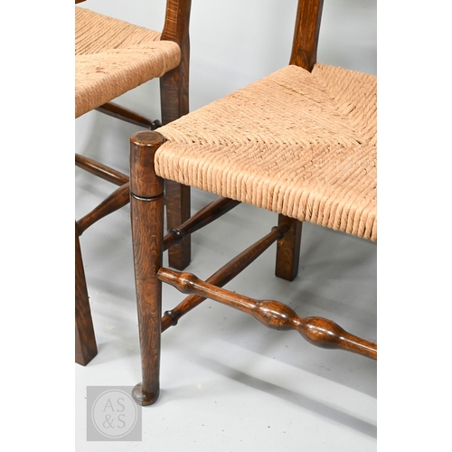 683 - Steven W Thorne, Hampshire, a bespoke set of eight 18th century style Lancashire wavy ladderback din... 