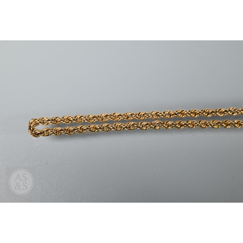 124 - A 9ct rope-twist guard chain, 38 cm long with bloodstone set 9ct locket attached, approx 11.9g weigh... 