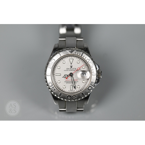 292 - A Ladies Rolex Yacht Master Oyster Perpetual date wristwatch, model 169622, the stainless steel case...