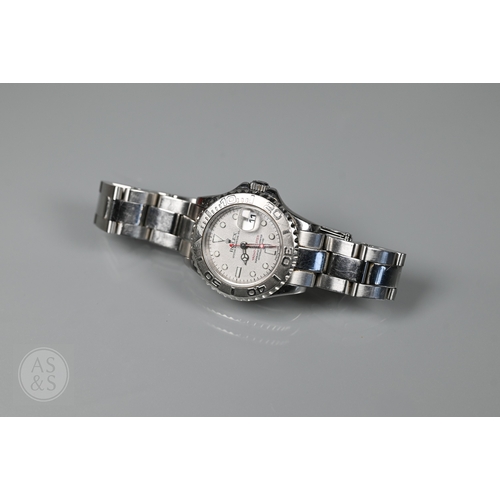 292 - A Ladies Rolex Yacht Master Oyster Perpetual date wristwatch, model 169622, the stainless steel case... 