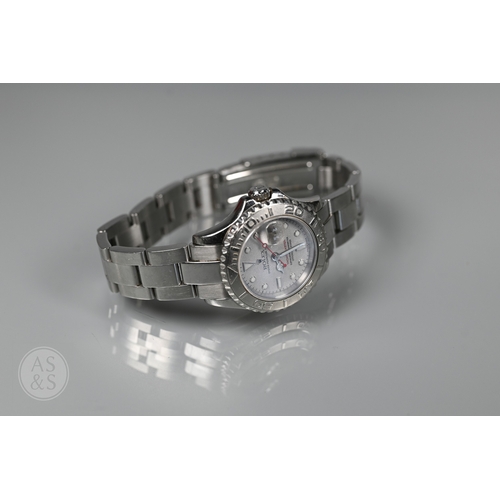 292 - A Ladies Rolex Yacht Master Oyster Perpetual date wristwatch, model 169622, the stainless steel case... 